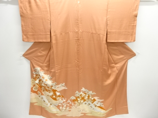 JAPANESE KIMONO / TOMESODE / FLORAL PLANTS